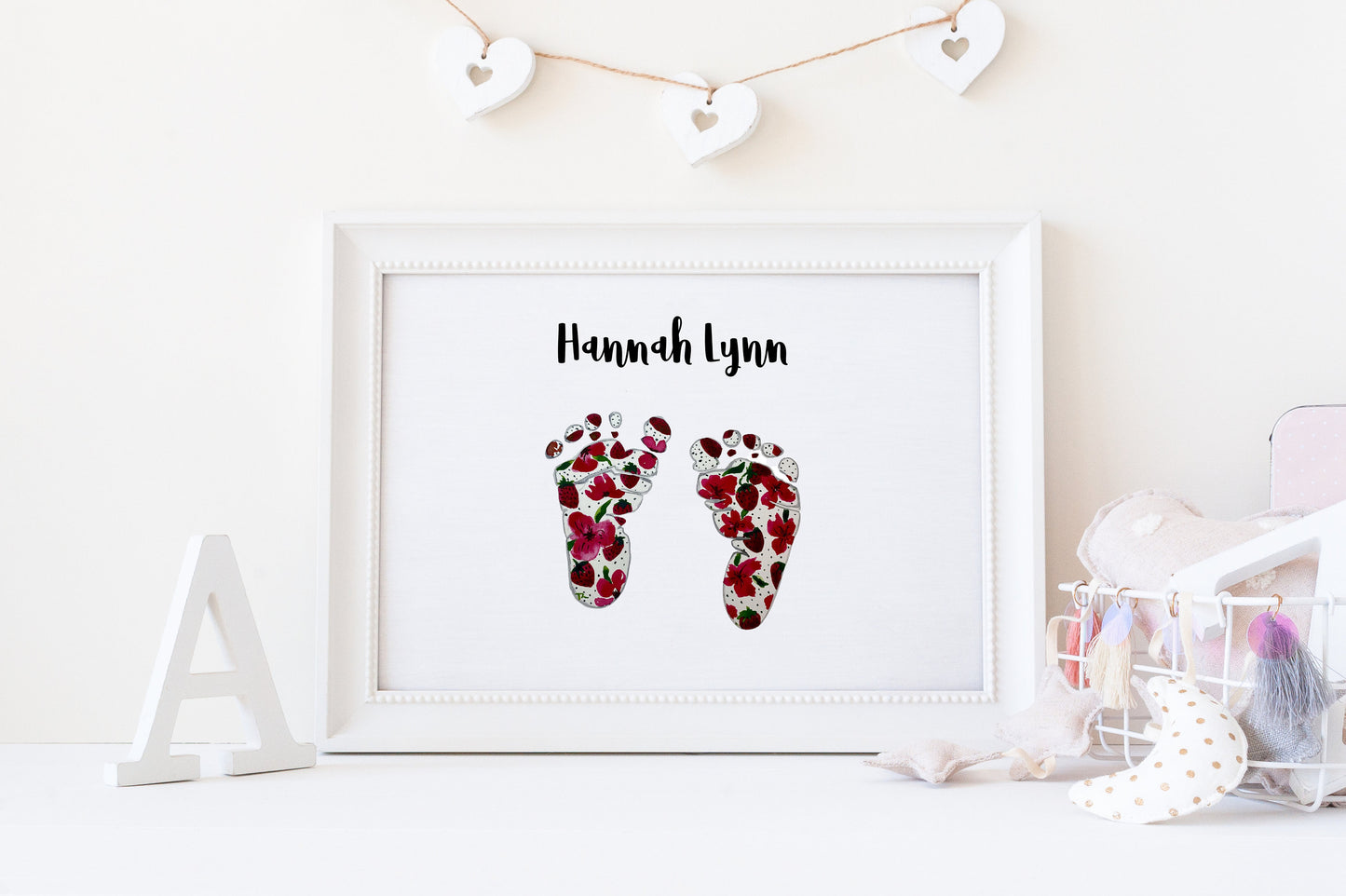 Custom Baby Footprints - Nursery - Baby Shower Gift - New Baby - Baby Footprints - Handprint  - Watercolor  - Baby Gift - Nursery Decor -